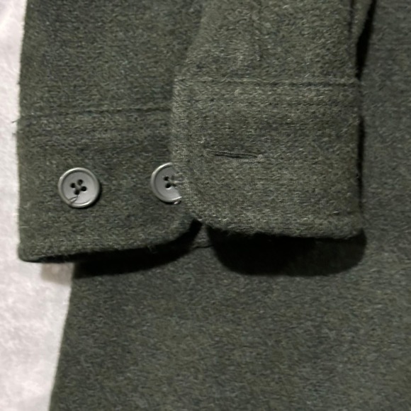 Vtg LL Bean Mens XXL Military Green Wool Blend Button Up Shirt Jacket Outerwear - Picture 6 of 10